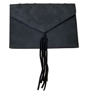 Anthropologie Leather Envelope Tassel Clutch